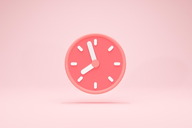 3D Rendering Clock Design Modern Background Icon Symbols Watch Design Timing Pink Color Front View