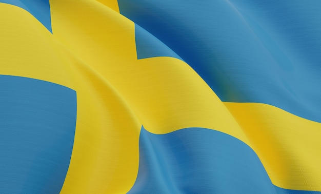 3D rendering Closeup Sweden flag 3d rendering