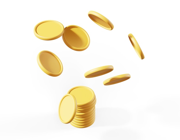 3d rendering coin objects Simple financial related icons