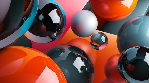 3D rendering of a colorful abstract background with floating glossy spheres