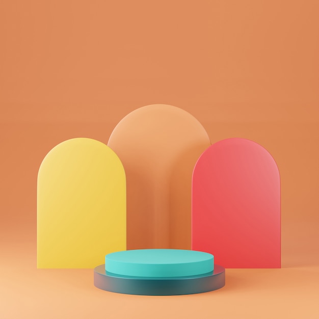 3D rendering of colorful pedestal podium on clearly background, abstract  minimal podium blank space for beauty cosmetic product,