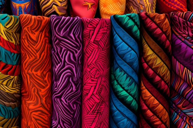 3D rendering of a colorful silk fabric background with some folds in it Ai Generated