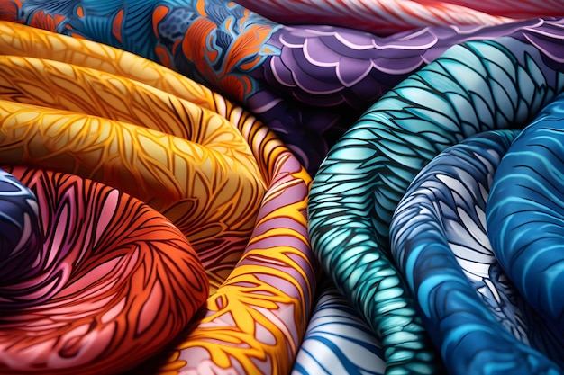 3D rendering of a colorful silk fabric background with some folds in it Ai Generated