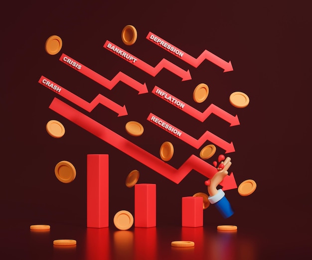 3d rendering concept economic recession.