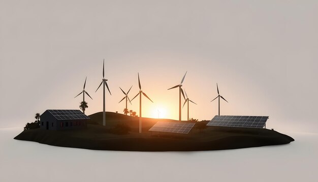 3d rendering concept environment and ecology illustration Renewable energy consist of wind and