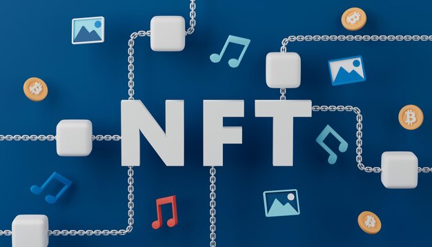 3d rendering concept NFT or non fungible token