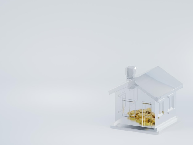 A 3D rendering concept for save the money to build a house