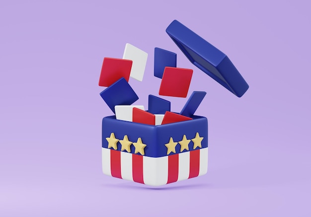 3d rendering concept of USA midterm election 3d render illustration cartoon style