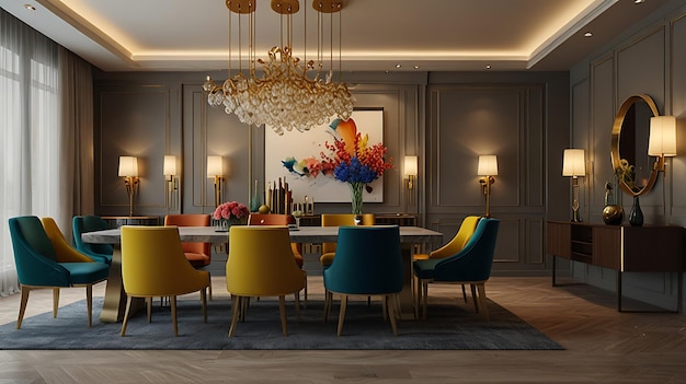 3D rendering conference room Luxurious apartment background with contemporary Modern interior design