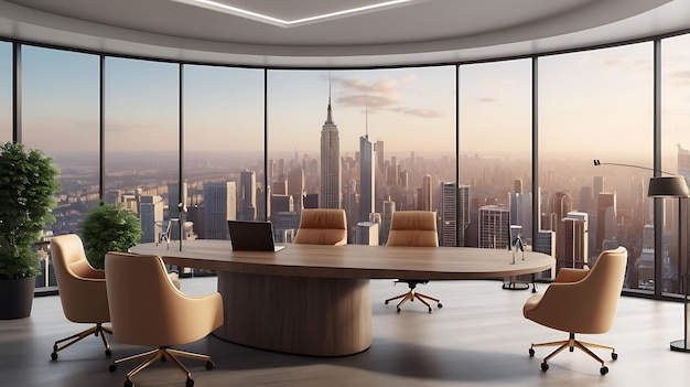 3D rendering conference room Luxurious apartment background with contemporary Modern interior design