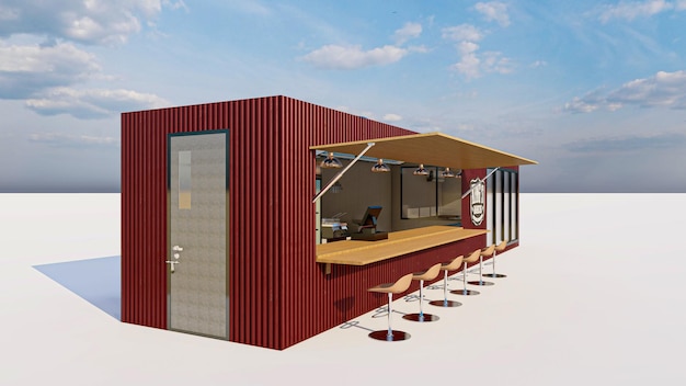 3d rendering of container shop design