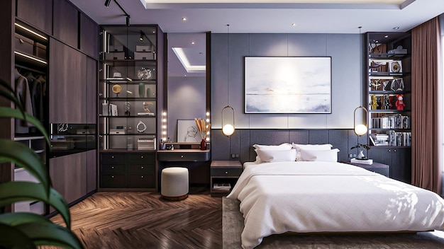 3d rendering contemporary bedroom interior design