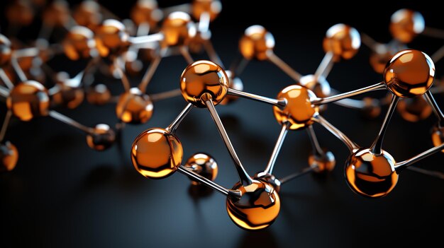 Photo 3d rendering of a copper molecule is displayed on a black background