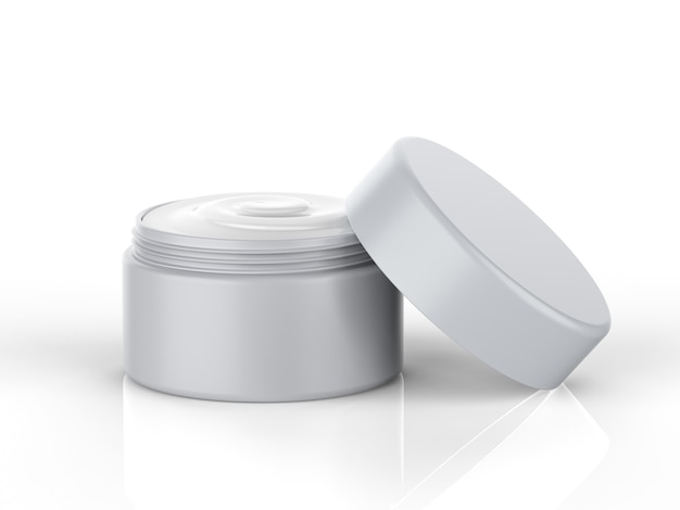 3d rendering cosmetic cream in open pot