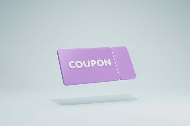 3D Rendering Coupon Sale Promotion Icon Symbols Purple Color Background Side View