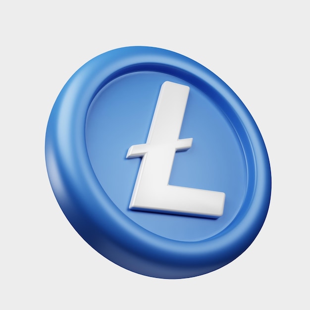 3d rendering cryptocurrency litecoin or LTC blue coin with cartoon style