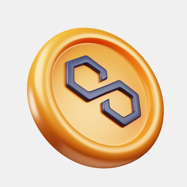 3d rendering cryptocurrency Polygon or MATIC Orange coin with white background