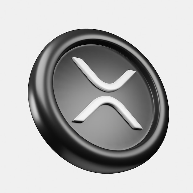 3d rendering cryptocurrency ripple or XRP black coin with cartoon style