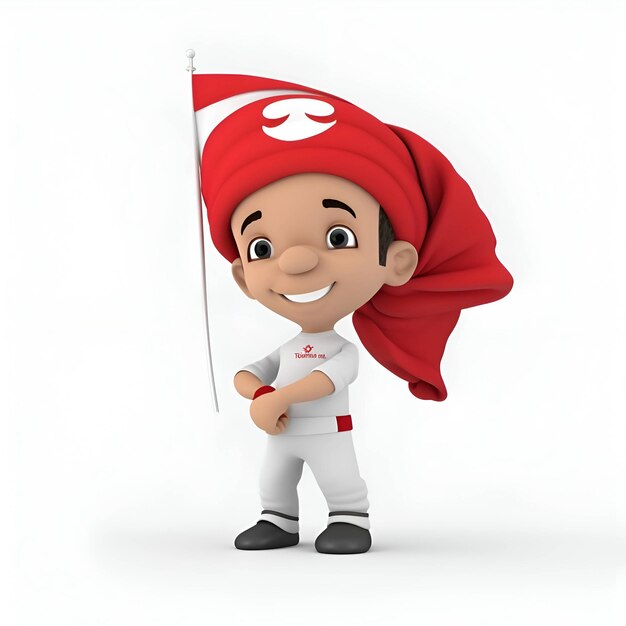 3d rendering of a cute cartoon character with a swiss flag