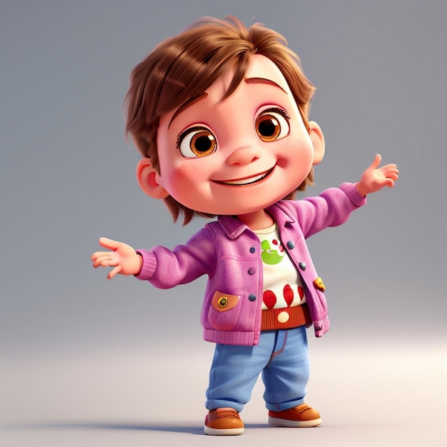 3D rendering of a cute cartoon girl scene