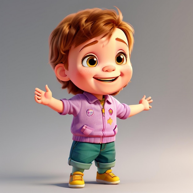 3D rendering of a cute cartoon girl scene