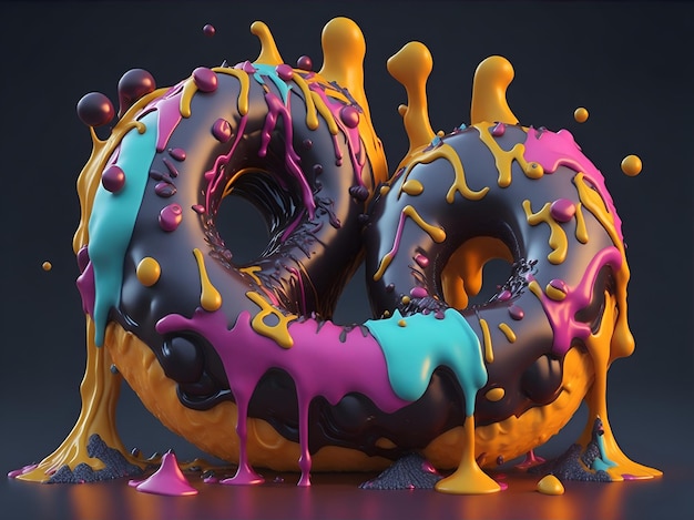 3d rendering cute donuts abstract shape