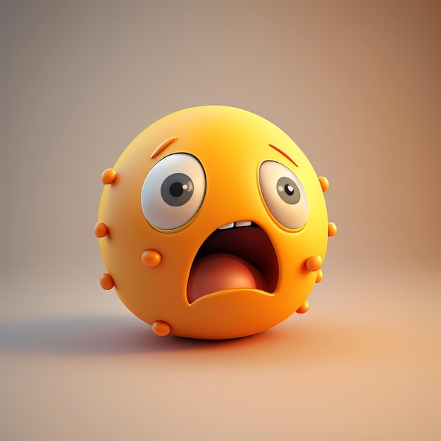 3D rendering cute emoticon with high details