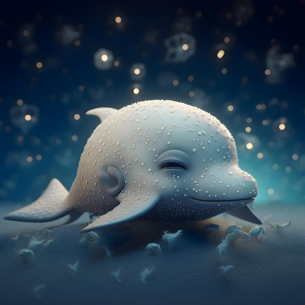 3D rendering of a cute little octopus in the ocean