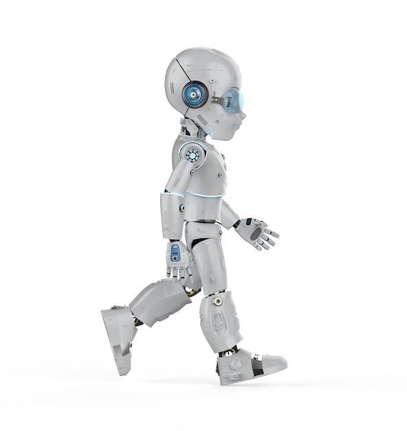 3d rendering cute robot or artificial intelligenceÃÂ robot with cartoon character walk