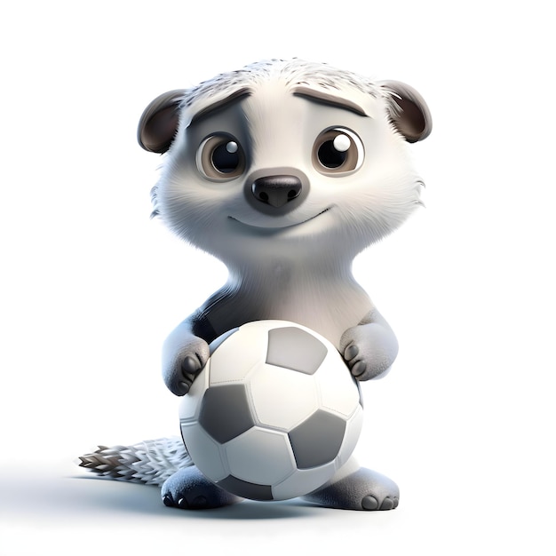 3d rendering of a cute white cheetah with sports equipment