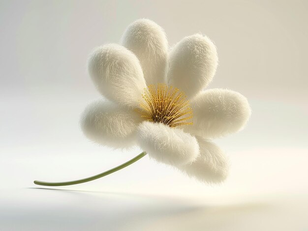 3D Rendering of a Cute White Flower in Wool Texture