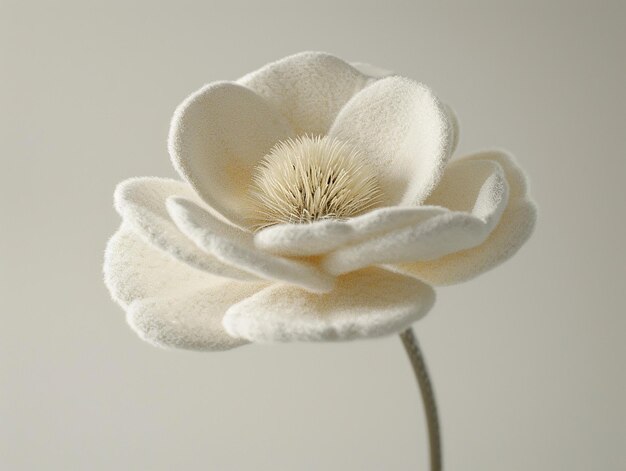 3D Rendering of a Cute White Flower in Wool Texture