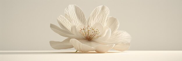 3D Rendering of a Cute White Flower in Wool Texture