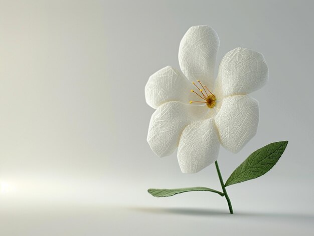 3D Rendering of a Cute White Flower in Wool Texture