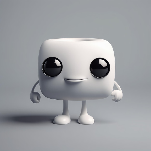 3D rendering of cute white robot isolated on black background 3D rendering of cute white robot