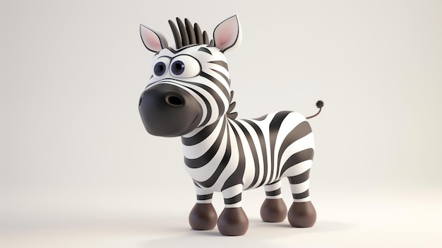 3D rendering of a cute zebra The zebra has big blue eyes a black nose and a long black and white striped mane