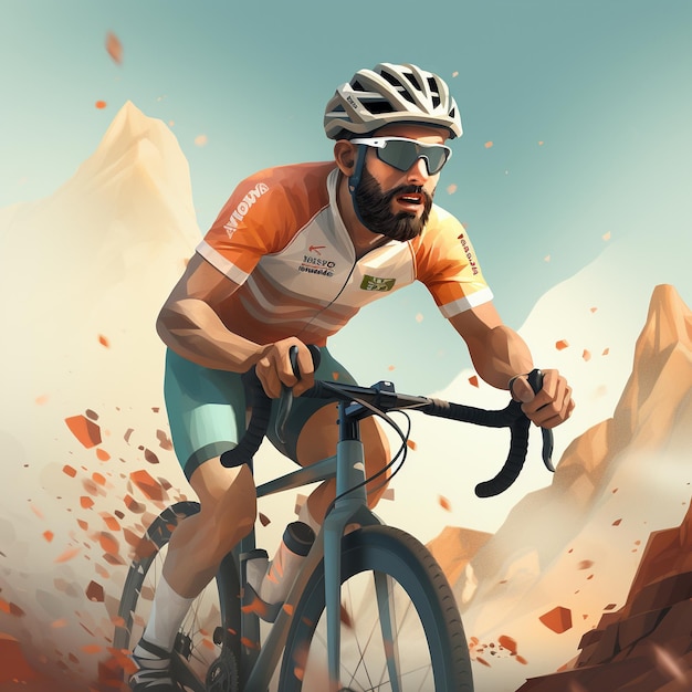 Photo 3d rendering of cycle cross player in action