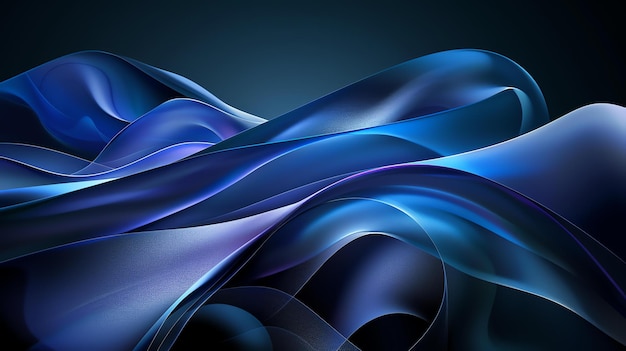 3D rendering Dark blue elegant background with smooth wavy shapes