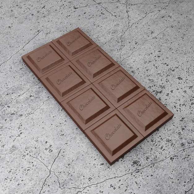 3D rendering dark chocolate closeup on white concrete background