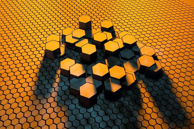 3d rendering dark hexagonal background scifi background