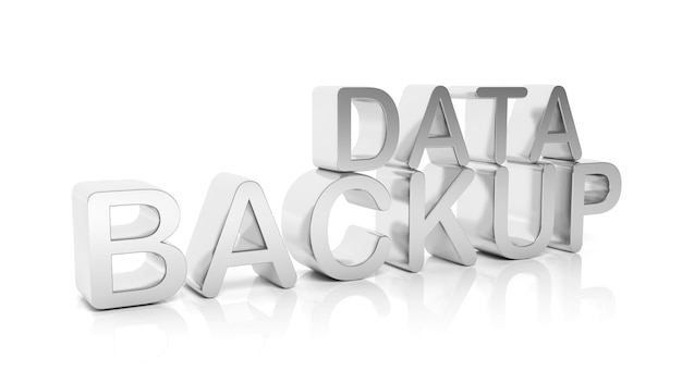 3D rendering of Data Backup text isolated on white background