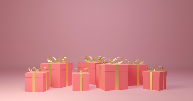 3d rendering Decorative gift box,  love and valentine's day celebrate,