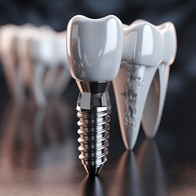 3D rendering of a dental implant procedure