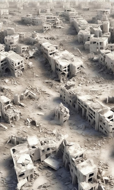 a 3d rendering of a destroyed city ai generated images