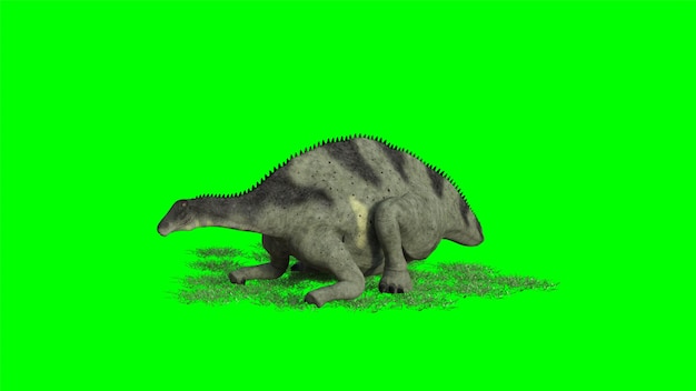 Photo 3d rendering of a dinosaur creature on green background