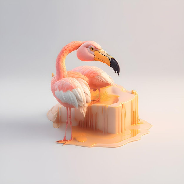 3d rendering of doflamingo with cheese melting