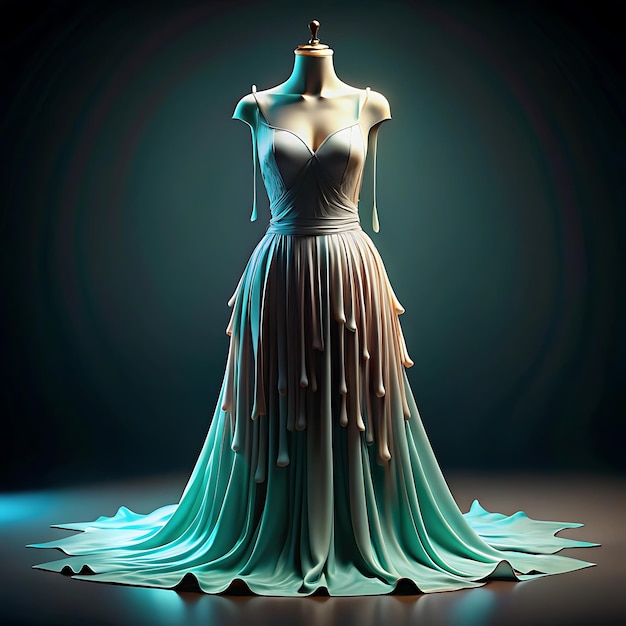 3d rendering of dress melting with background