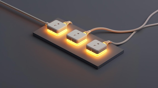 Photo a 3d rendering of an electric outlet with three plugs