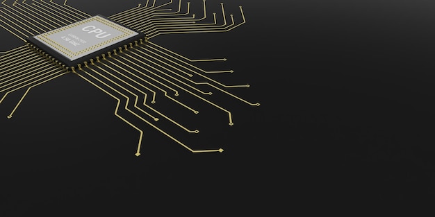 3d rendering electronic circuit cpu processor