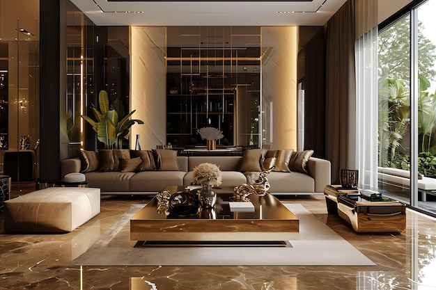 3D Rendering of an Elegant Living Room